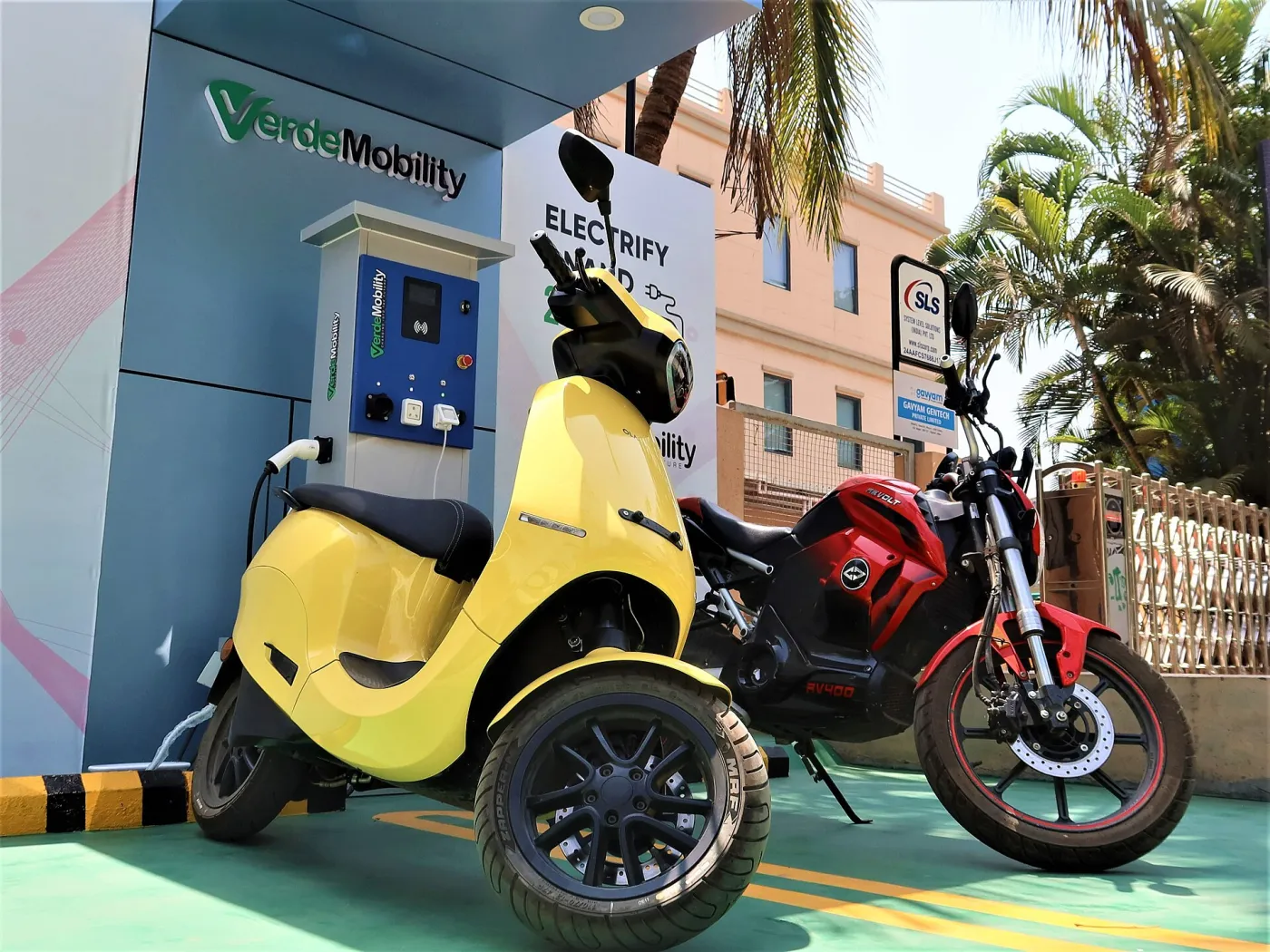 Charging point installed outside a mobility company's premises
