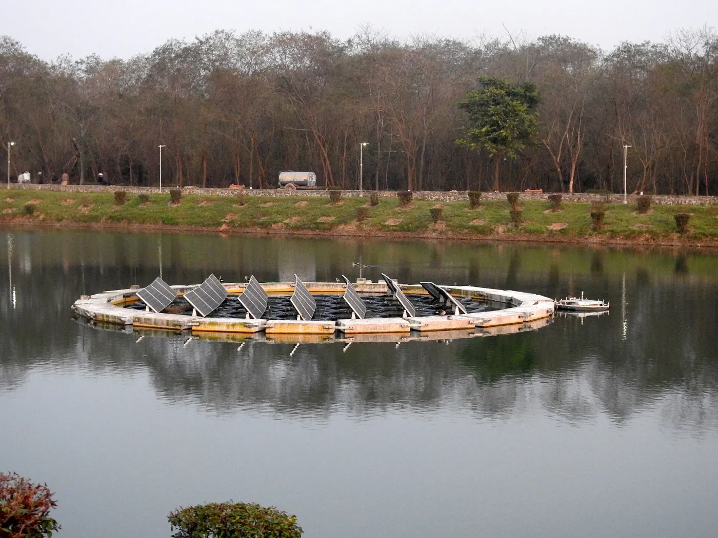 Ground-mount solar plant at Dhanas Lake, Chandigarh